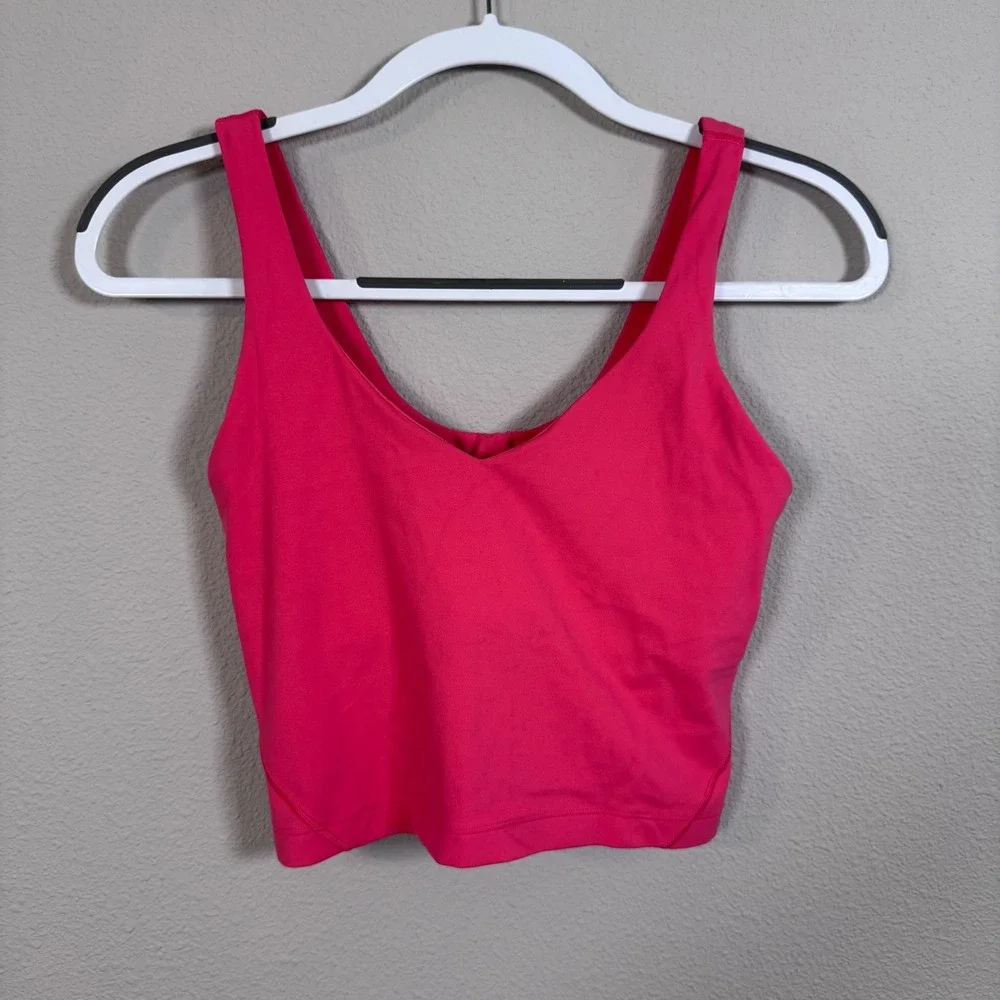 Lululemon Align Tank Top Barbiecore Pink Nulu Yoga Crop Bra Women's Size 6